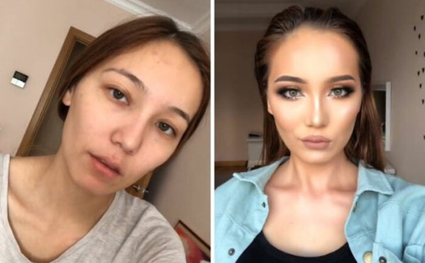 Γυναίκες πριν και μετά το μακιγιάζ