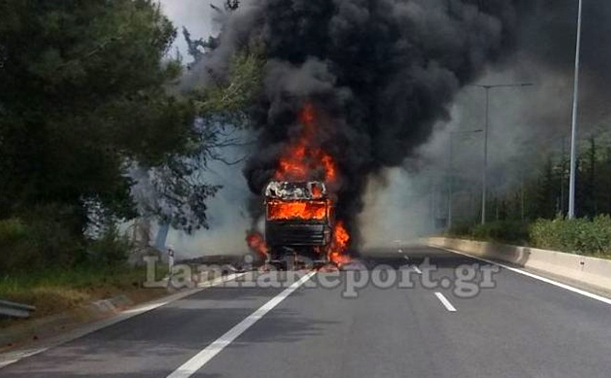 Λαμπάδιασε νταλίκα φορτωμένη με ελιές στην εθνική οδό Λαμίας &#8211; Θεσσαλονίκης