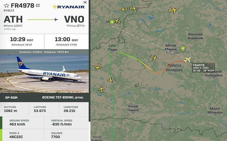 Θρίλερ με πτήση της Ryanair από Αθήνα για Λιθουανία: Προσγειώθηκε παρουσία μαχητικών στο Μινσκ