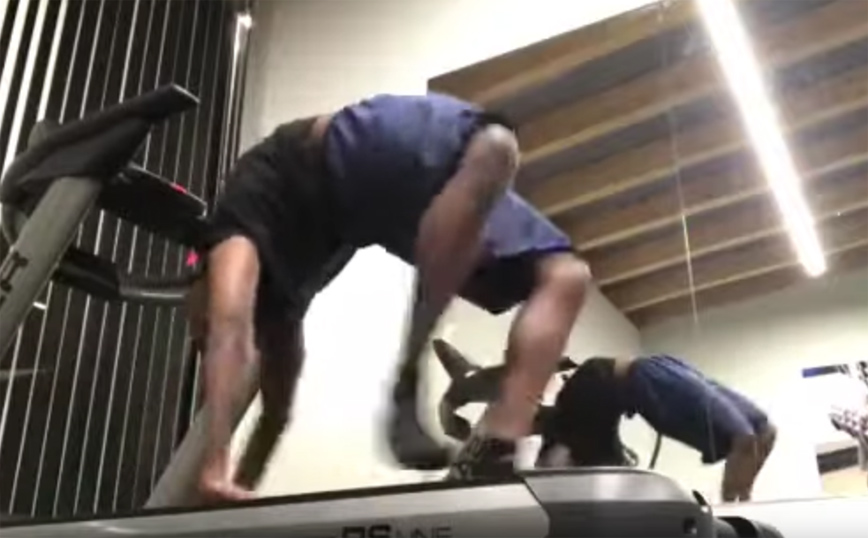 Το πιο δύσκολο περπάτημα σε διάδρομο γυμναστικής που έχεις δει