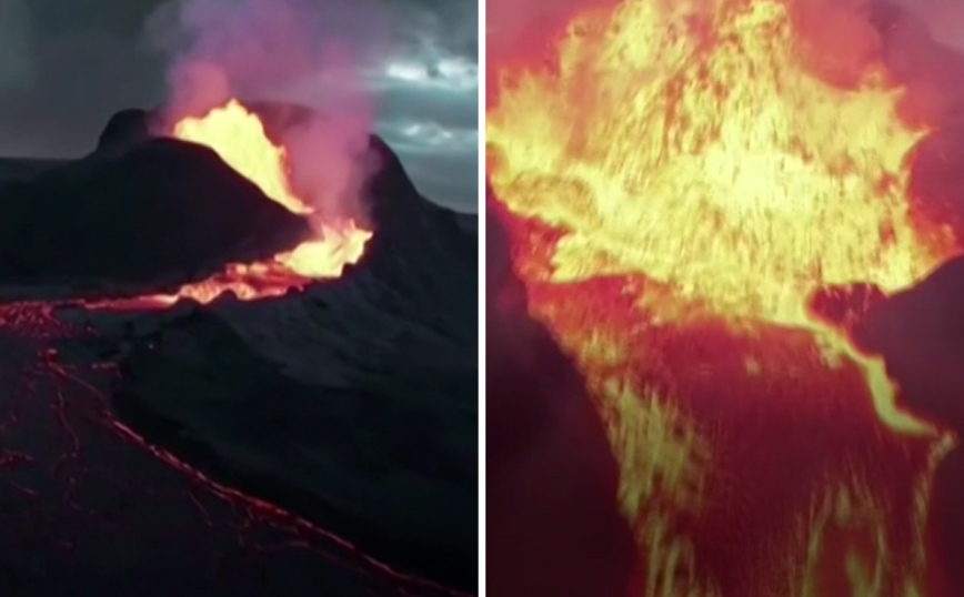 Οι συγκλονιστικές εικόνες που κατέγραψε drone προτού καταλήξει στη λάβα του ηφαιστείου