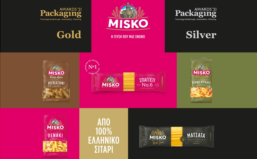 Gold και Silver βραβεία για τις ανανεωμένες συσκευασίες των ζυμαρικών MISKO