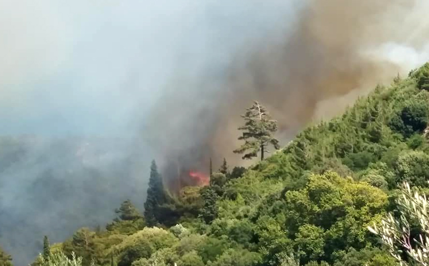 Φωτιά στη Σάμο: Εκκενώθηκε προληπτικά το χωριό Κοκκάρι