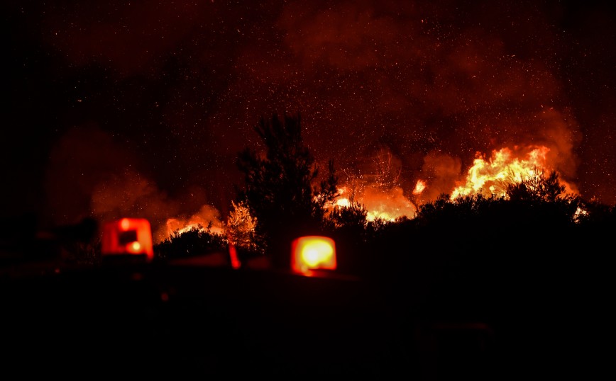 Φωτιά στα Βίλια: Νύχτα αγωνίας για τους κατοίκους – Μάχη με τις αναζωπυρώσεις