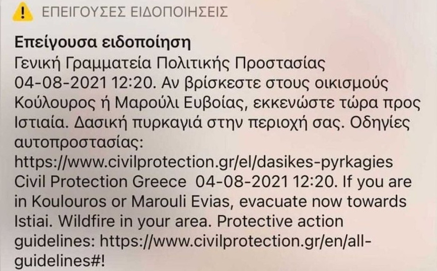 Φωτιά στη Λίμνη Ευβοίας: Μήνυμα του 112 για εκκένωση δύο χωριών