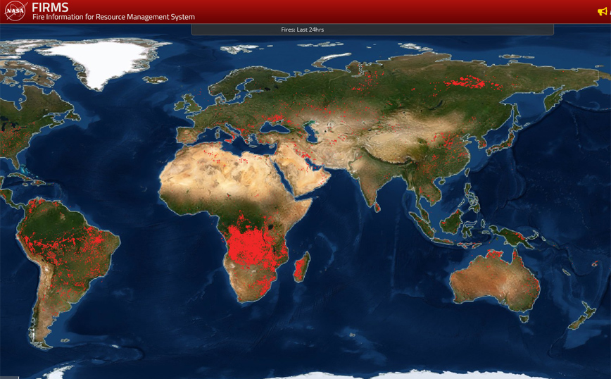 Φωτιές: Ο πλανήτης «φλέγεται» &#8211; Η απεικόνιση της NASA με τις πυρκαγιές σε όλο τον κόσμο
