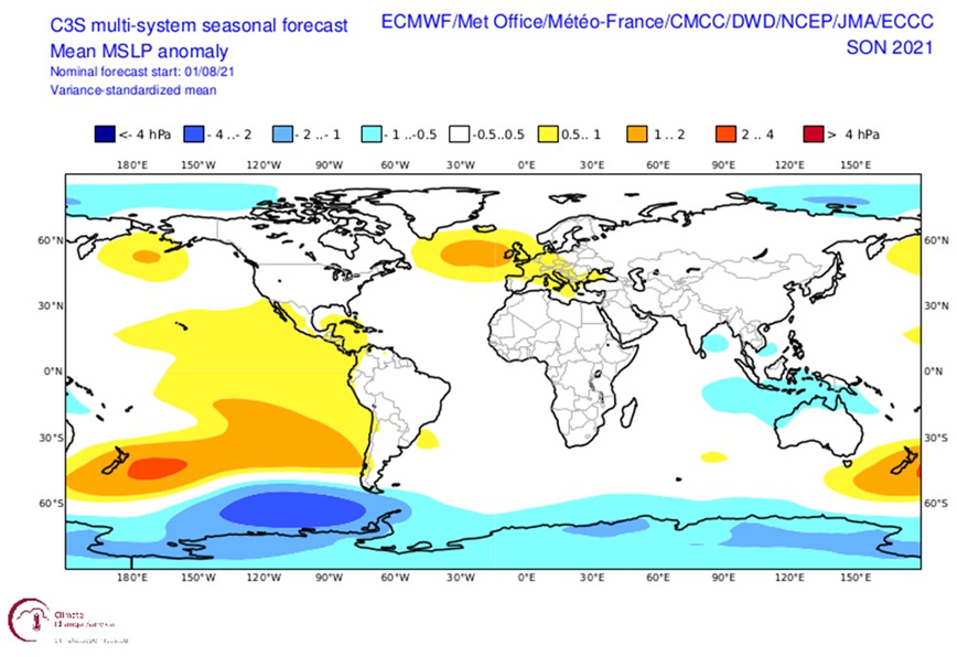 Χάρτης της ΕΜΥ για τις αποκλίσεις της ατμοσφαιρικής πίεσης το φετινό φθινόπωρο Χάρτης της ΕΜΥ για τις αποκλίσεις της ατμοσφαιρικής πίεσης το φετινό φθινόπωρο