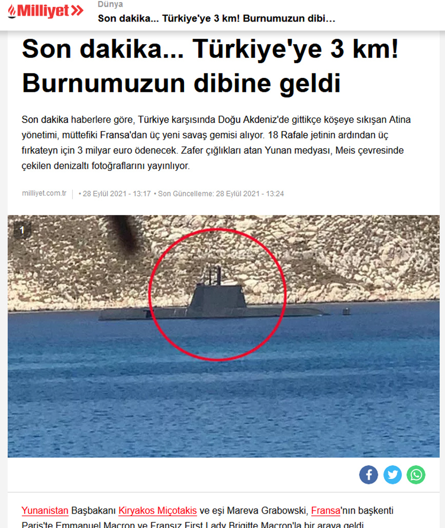 Η είδηση της συμφωνίας Ελλάδας Γαλλίας σε τουρκικό μέσο