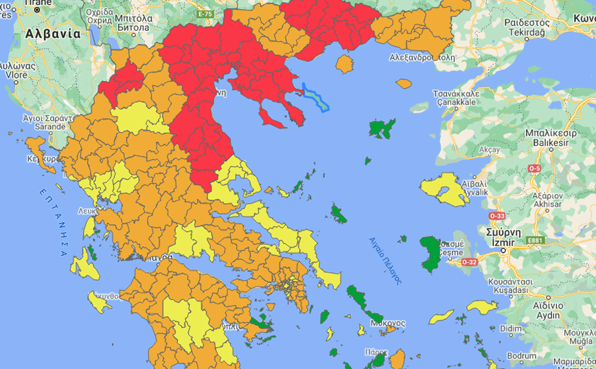 Στο «κόκκινο» του επιδημιολογικού χάρτη Θεσσαλονίκη, Λάρισα, Χαλκιδική και Κιλκίς – Τι θα γίνει με τα μέτρα