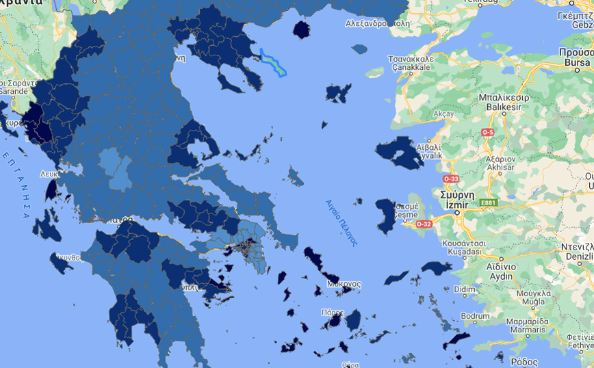 Κορονοϊός: Οι περιοχές με τη μεγαλύτερη και τη μικρότερη εμβολιαστική κάλυψη στην Ελλάδα