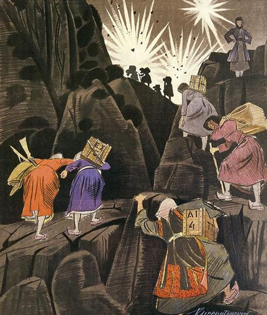 Οι ηρωίδες του 1950, σε χρωμολιθογραφία του Κώστα Γραμματόπουλου Οι ηρωίδες του 1950, σε χρωμολιθογραφία του Κώστα Γραμματόπουλου