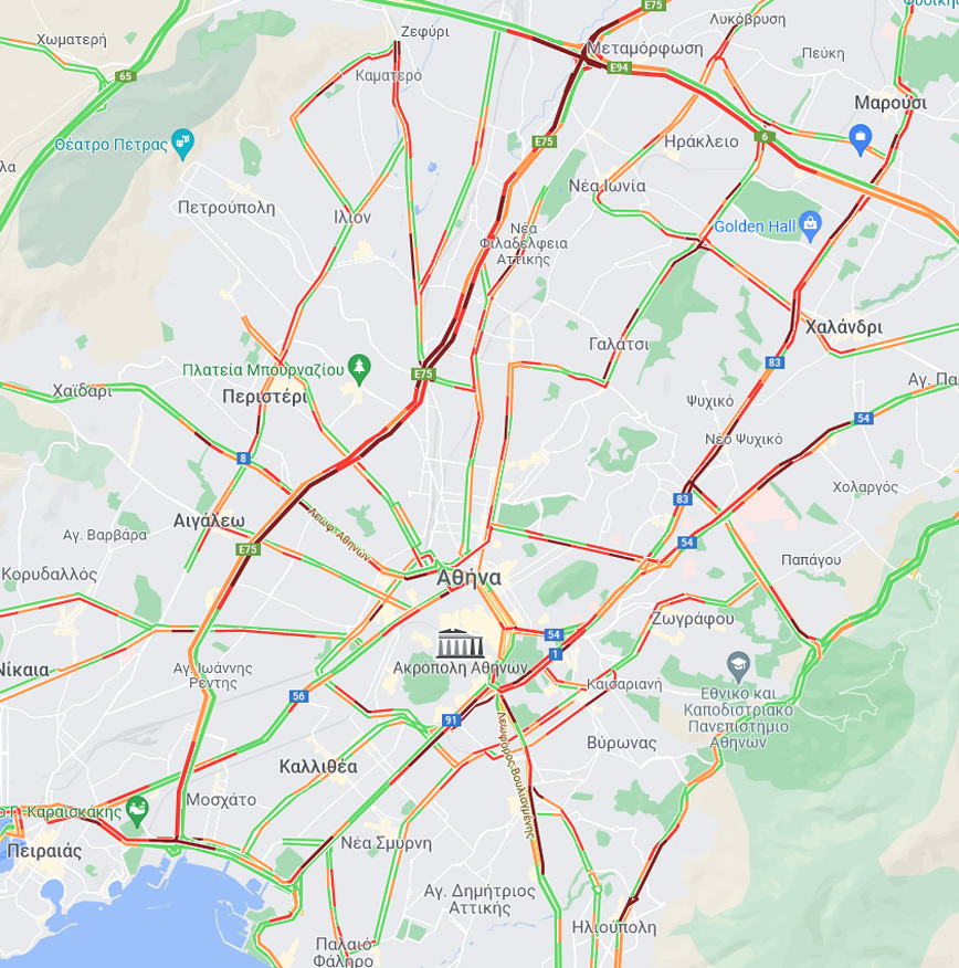 Κίνηση στους δρόμους της Αθήνας