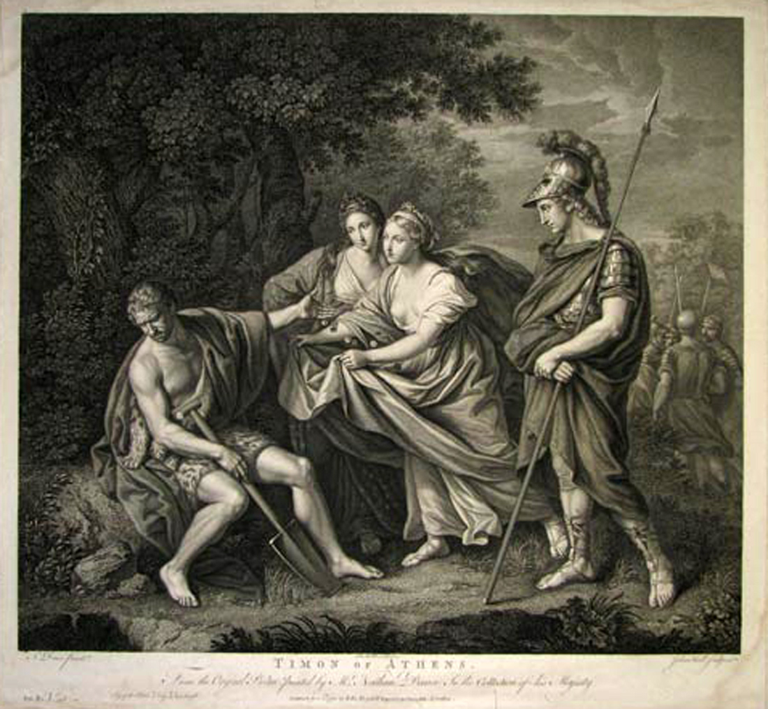 Χαρακτικό έργο του John Boydell, 1771: Ο Τίμων διώχνει εκδιδόμενες μακριά του Χαρακτικό έργο του John Boydell, 1771: Ο Τίμων διώχνει εκδιδόμενες μακριά του