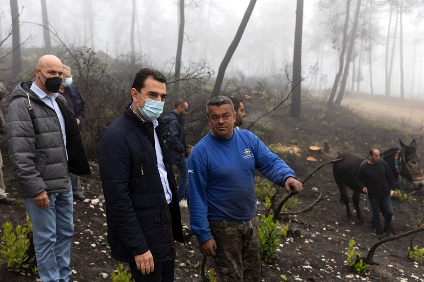 Αυτοψία της πολιτικής ηγεσίας του Υπουργείου Περιβάλλοντος και Ενέργειας στις πυρόπληκτες περιοχές της Βόρειας Εύβοιας