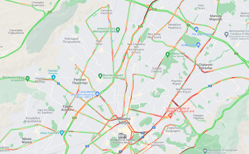 Η κίνηση στους δρόμους της Αθήνας Η κίνηση στους δρόμους της Αθήνας