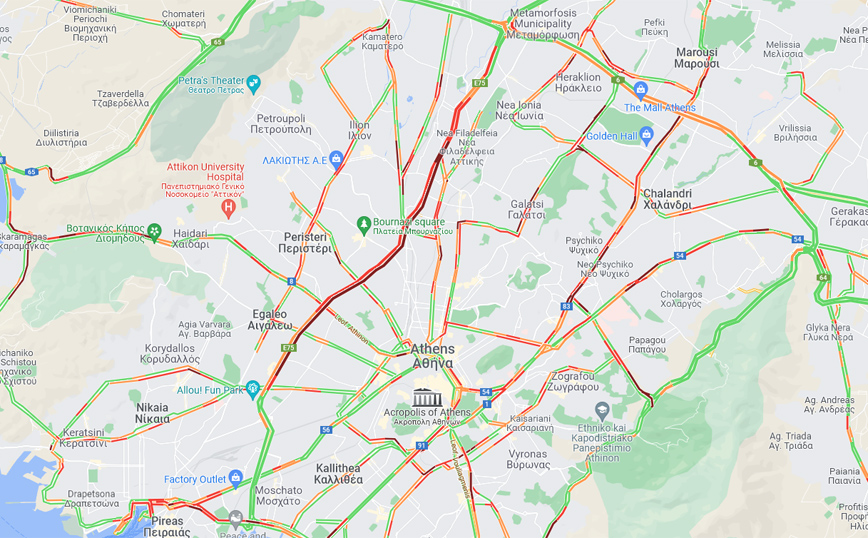 Η κίνηση στους δρόμους της Αθήνας Η κίνηση στους δρόμους της Αθήνας