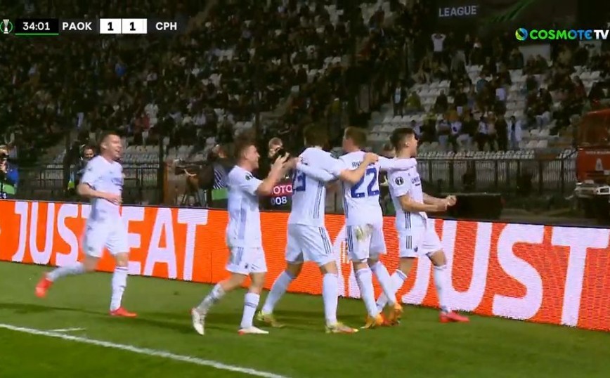ΠΑΟΚ – Κοπεγχάγη: Ο Άνκερσεν το 1-1 στο 34′ – Δείτε το γκολ