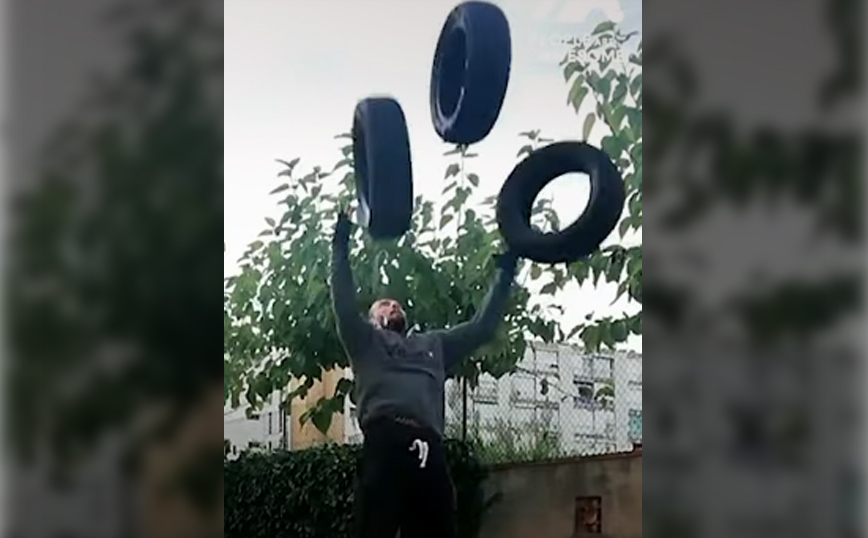 Ζογκλέρ με&#8230; ελαστικά αυτοκινήτου