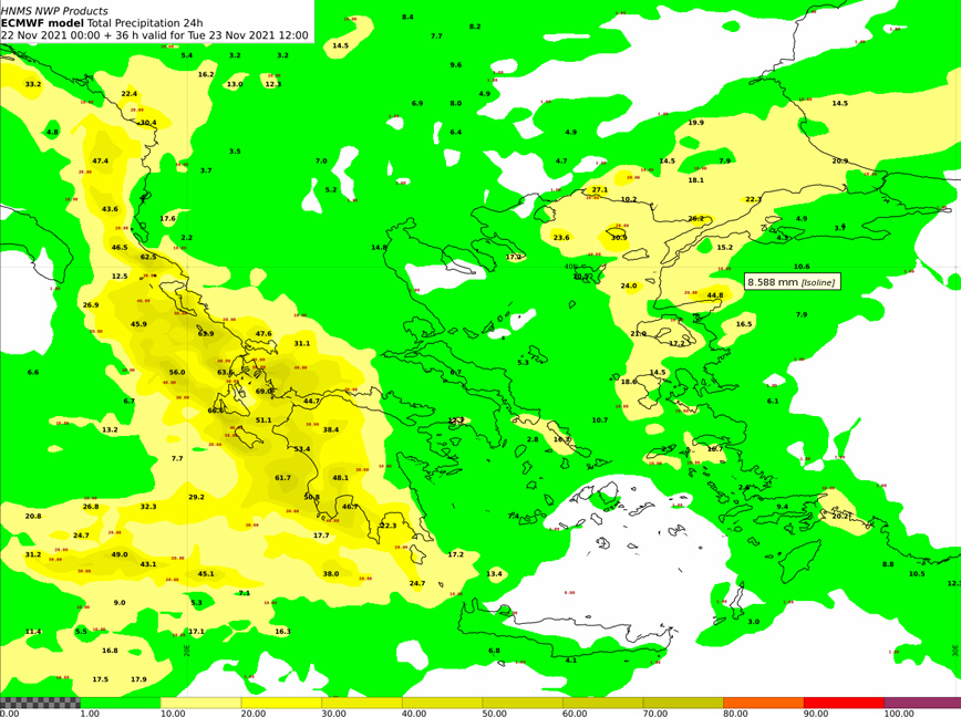 Χάρτης της ΕΜΥ για το έκτακτο δελτίο επιδείνωσης του καιρού Χάρτης της ΕΜΥ για το έκτακτο δελτίο επιδείνωσης του καιρού