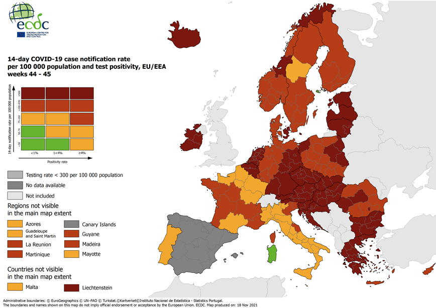 Χάρτης ECDC: Συναγερμός στην Ευρώπη &#8211; Στο βαθύ κόκκινο οι περισσότερες χώρες