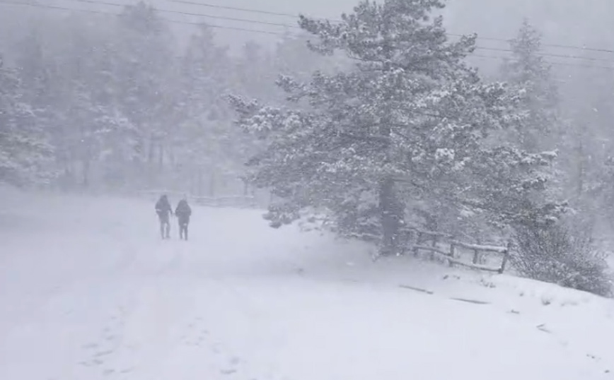 Καιρός: Πυκνά χιόνια στην Πάρνηθα &#8211; Νέες εικόνες από το βουνό που έχει ντυθεί στα λευκά