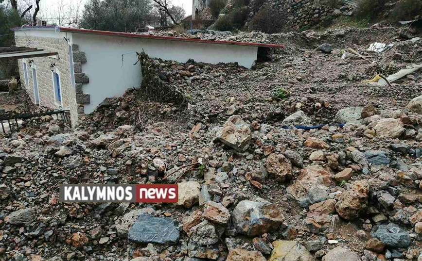 Μεγάλες ζημιές στην περιοχή Σκαλίων και Παλιονήσου από την έντονη καταιγίδα που έπληξε την Κάλυμνο