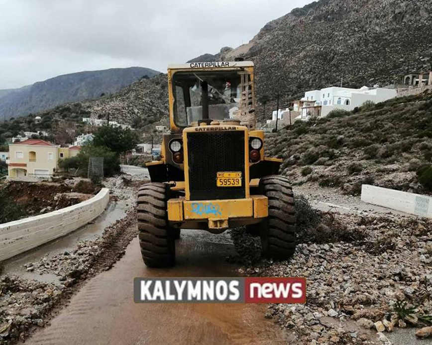 Μεγάλες ζημιές στην περιοχή Σκαλίων και Παλιονήσου από την έντονη καταιγίδα που έπληξε την Κάλυμνο
