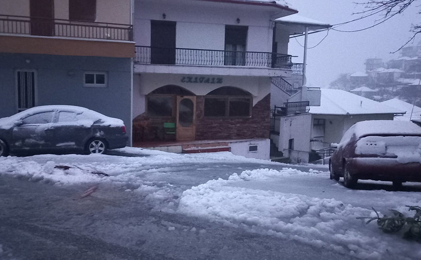 Στα λευκά, πρωί Τρίτης, τα ορεινά της Π.Ε. Λάρισας Στα λευκά, πρωί Τρίτης, τα ορεινά της Π.Ε. Λάρισας