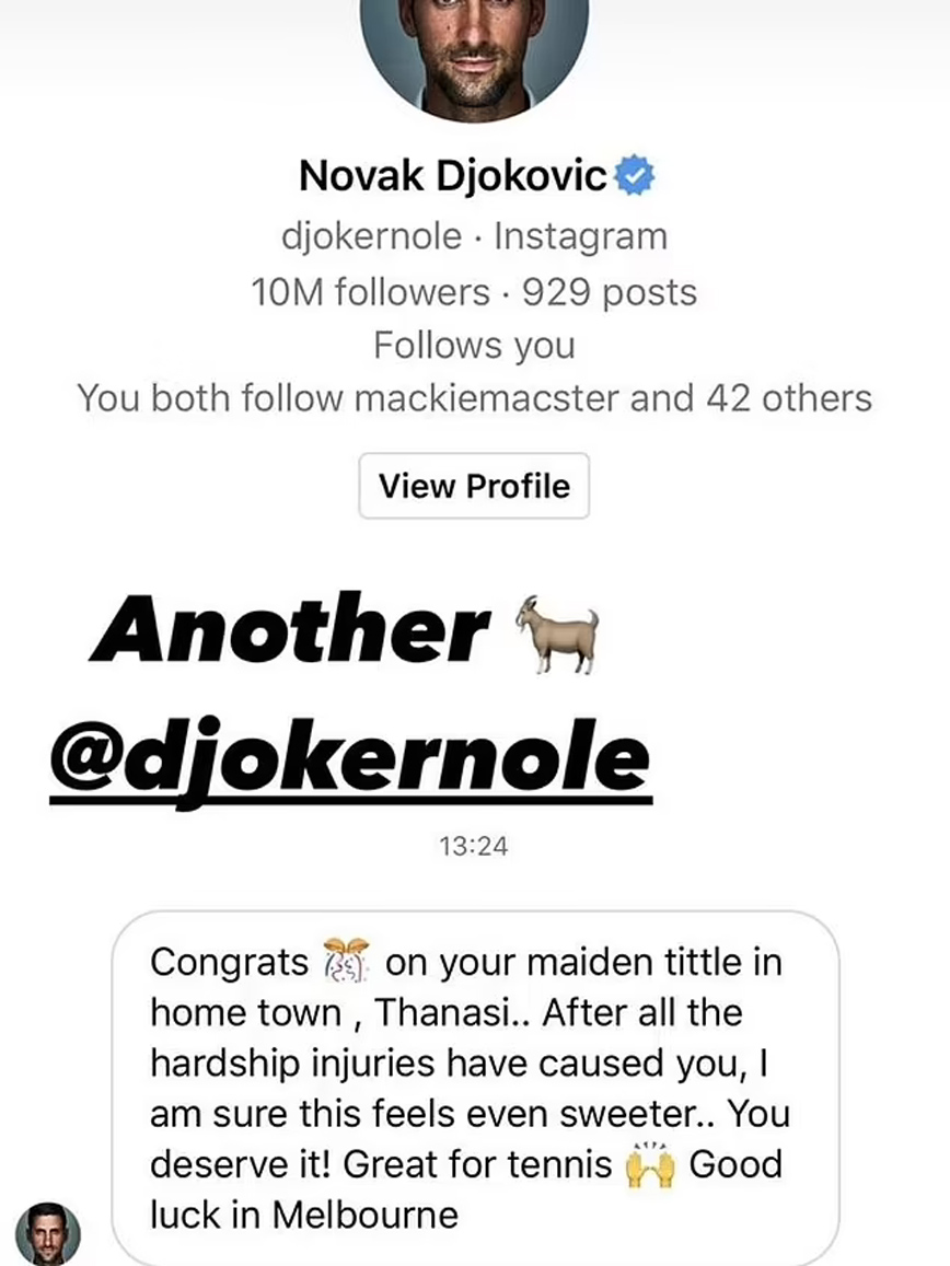 Μήνυμα του Τζόκοβιτς στον Κοκκιινάκη Μήνυμα του Τζόκοβιτς στον Κοκκιινάκη