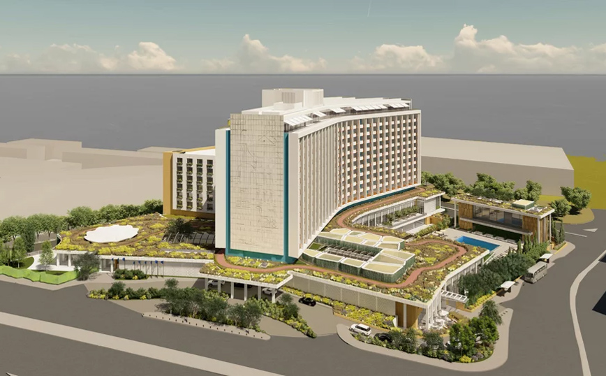 H πρώτη φωτορεαλιστική απεικόνιση του Hilton, όταν τελειώσουν οι εργασίες το 2024