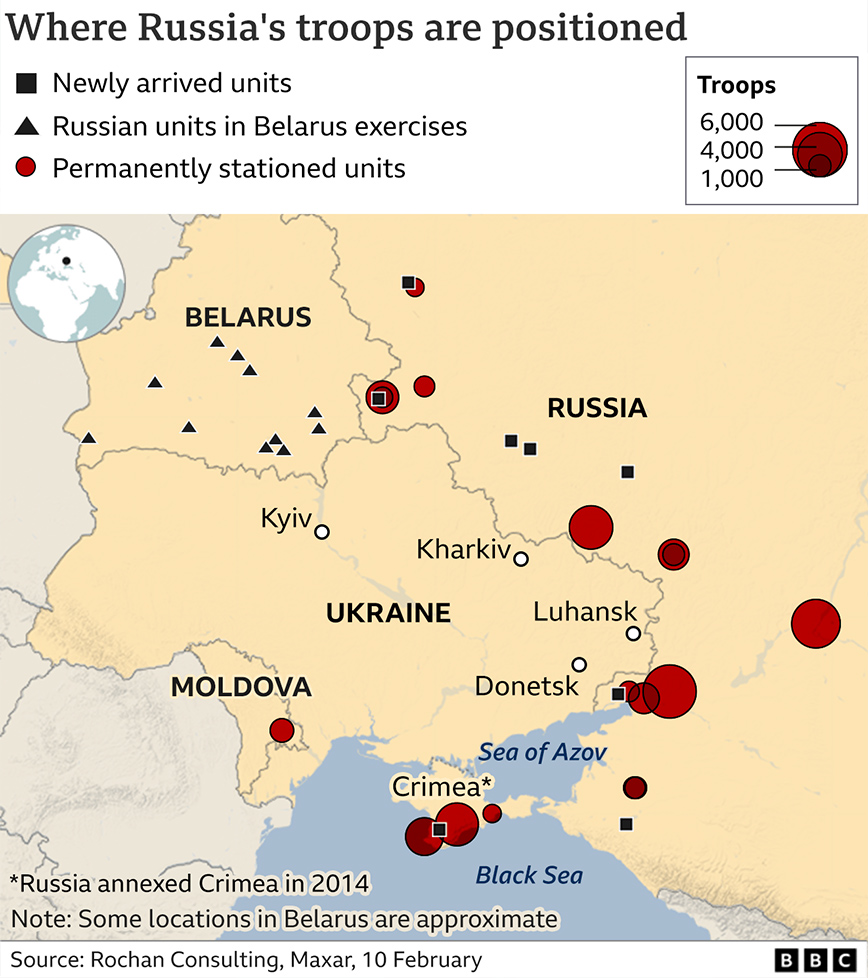 Τα σημεία που βρίσκονται τα ρωσικά στρατεύματα Τα σημεία που βρίσκονται τα ρωσικά στρατεύματα