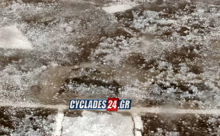 Πάρος: Απίστευτη χαλαζόπτωση στο νησί