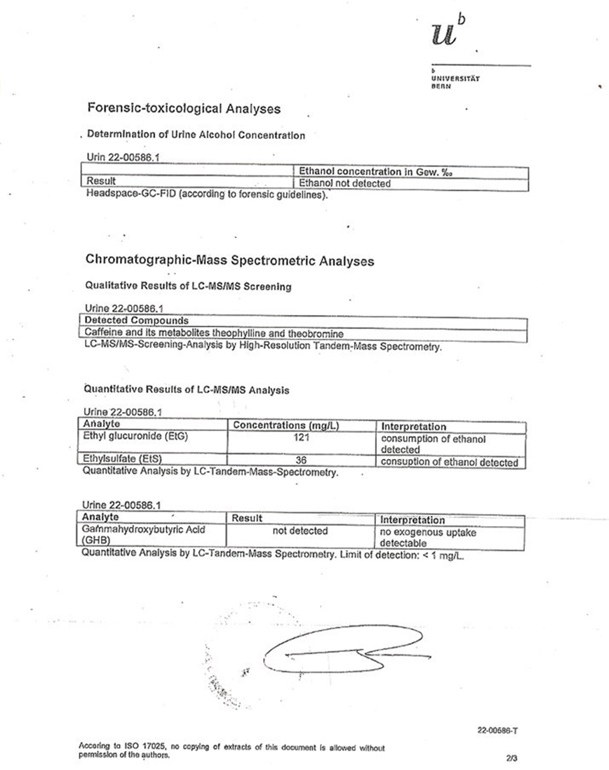 Το πόρισμα των Ελβετών για το δείγμα της Γεωργίας