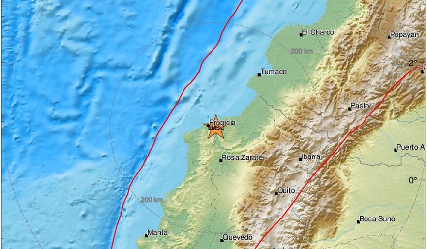 Ισχυρός σεισμός στις ακτές του Ισημερινού