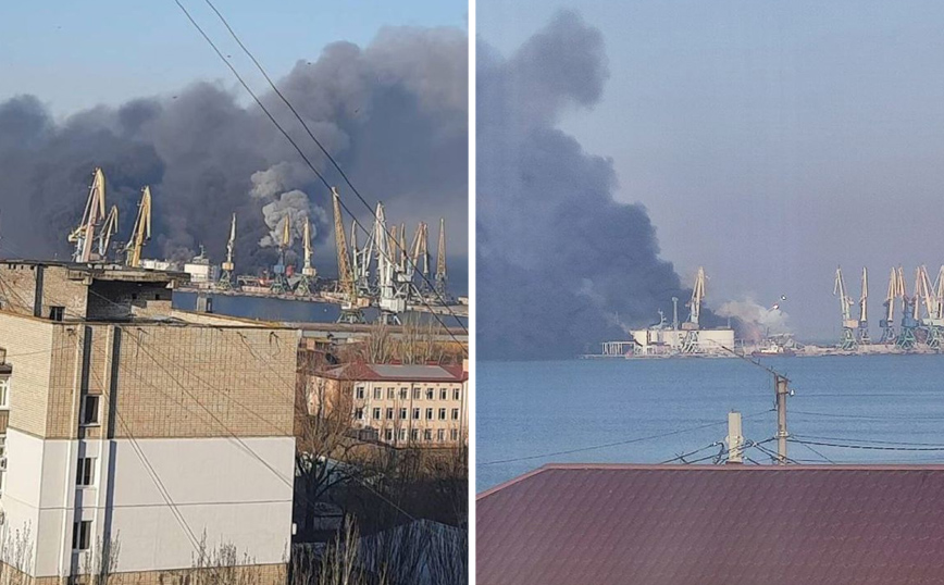 Πόλεμος στην Ουκρανία: Έκρηξη και φωτιά στο λιμάνι του Μπερντιάνσκ &#8211; Πληροφορίες ότι χτυπήθηκε ρωσικό πλοίο