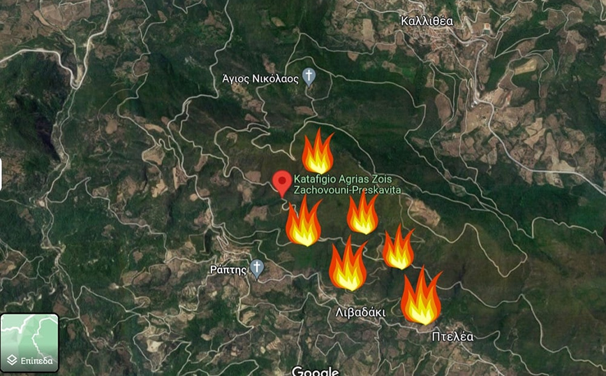 Ανεξέλεγκτη η φωτιά στο Λιβαδάκι Ανεξέλεγκτη η φωτιά στο Λιβαδάκι