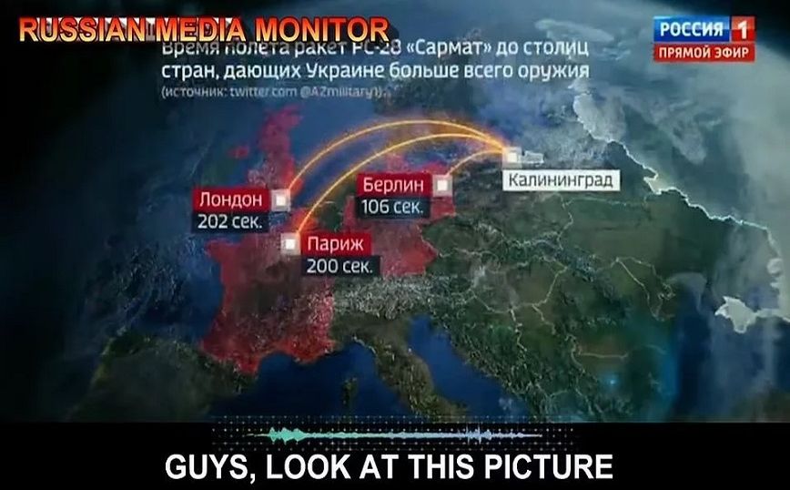 Ρωσία: Προσομοίωση πυρηνικής επίθεσης σε τηλεοπτική εκπομπή με στόχο Βερολίνο, Παρίσι και Λονδίνο