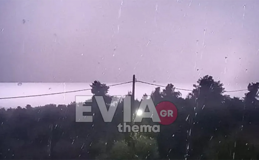 Ο καιρός… τρελάθηκε: Δείτε το έντονο χαλάζι να πέφτει στην Εύβοια