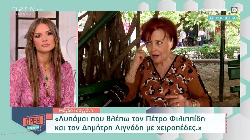 Μάγδα Τσαγγάνη: «Λυπάμαι που βλέπω τον Πέτρο Φιλιππίδη και τον Δημήτρη Λιγνάδη με χειροπέδες»