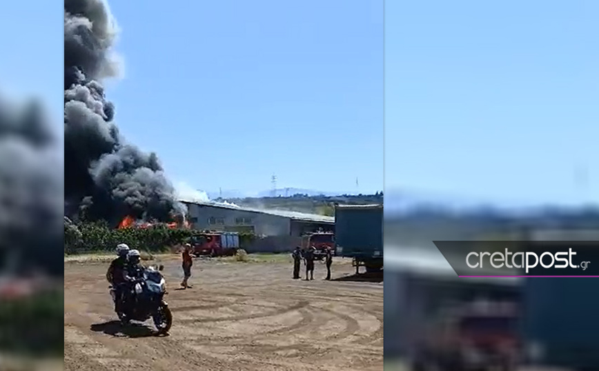 Φωτιά σε εργοστάσιο ξυλείας στο Ηράκλειο Κρήτης Φωτιά σε εργοστάσιο ξυλείας στο Ηράκλειο Κρήτης