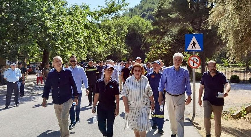 Άσκηση πυρόσβεσης στην Αρχαία Ολυμπία παρουσία Μενδώνη και Στυλιανίδη