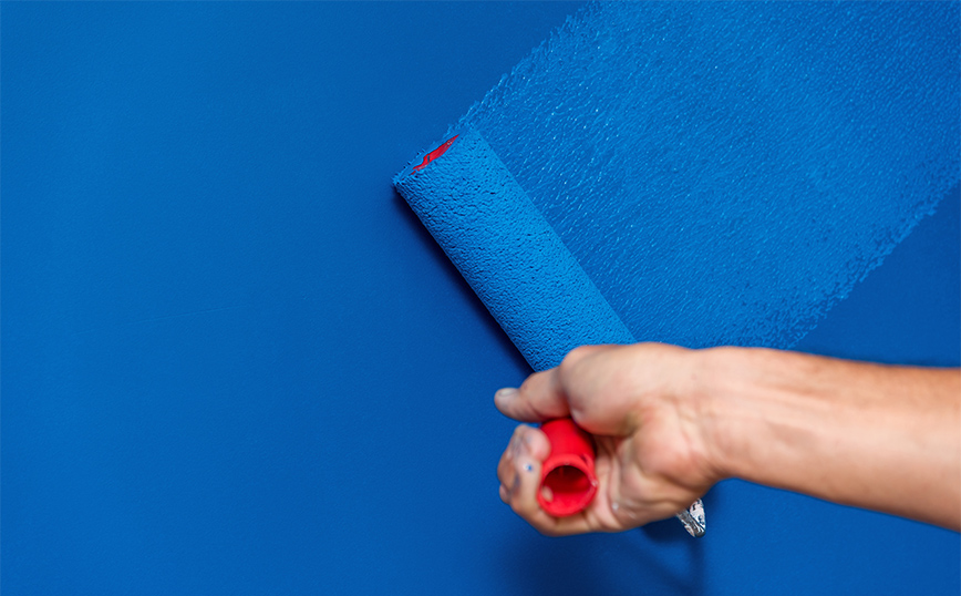 Μπλε χρώμα σε βούρτσα Μπλε χρώμα σε βούρτσα