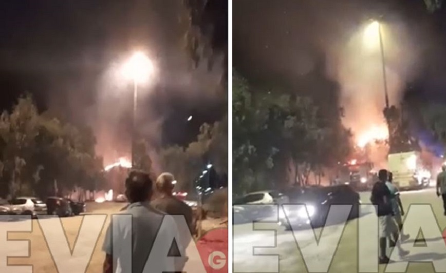 Φωτιά τώρα σε αποθήκη του ΟΣΕ στην Χαλκίδα