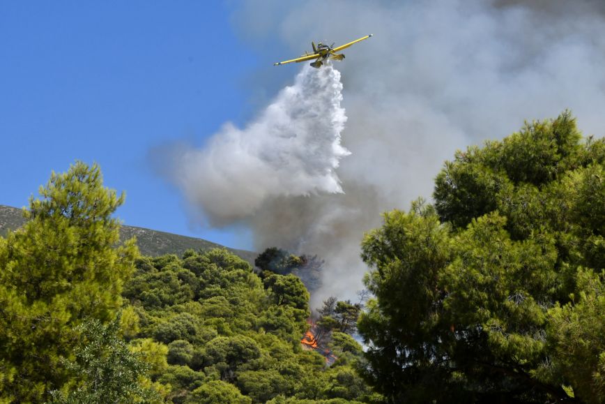 Φωτιά στην Καλλιθέα Αχαΐας: Καλύτερη η εικόνα από το μέτωπο – Επέστρεψαν τα εναέρια μέσα