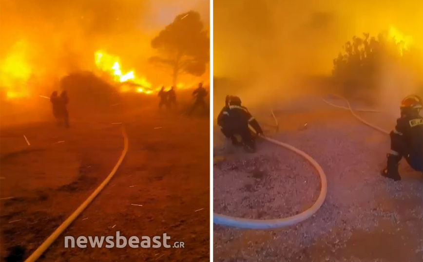 Πεντέλη: Συγκλονιστικό βίντεο με τη μάχη των πυροσβεστών με την πύρινη λαίλαπα