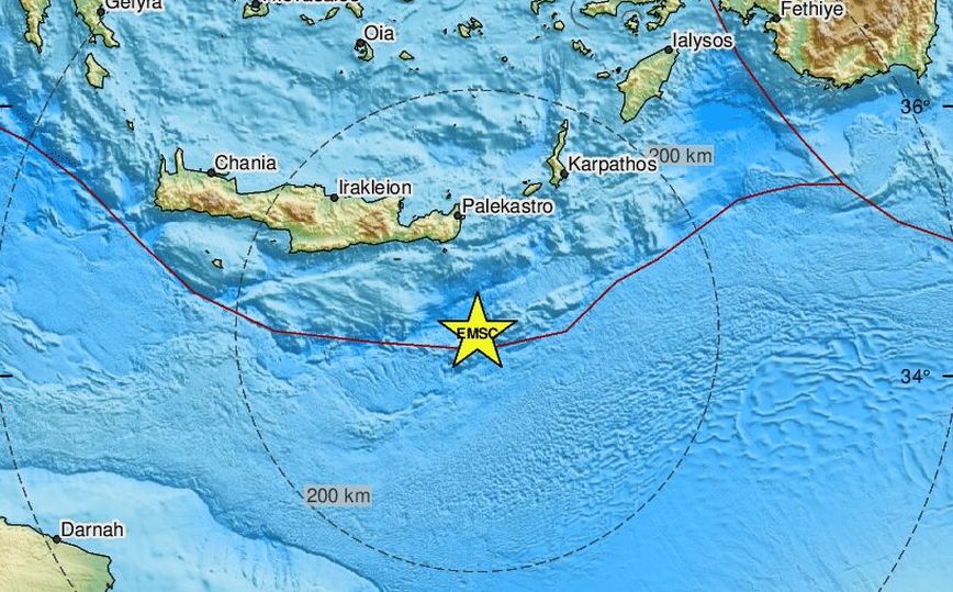 Σεισμός στην Κρήτη &#8211; Το επίκεντρό του ήταν στον θαλάσσιο χώρο ανοιχτά του Λασιθίου