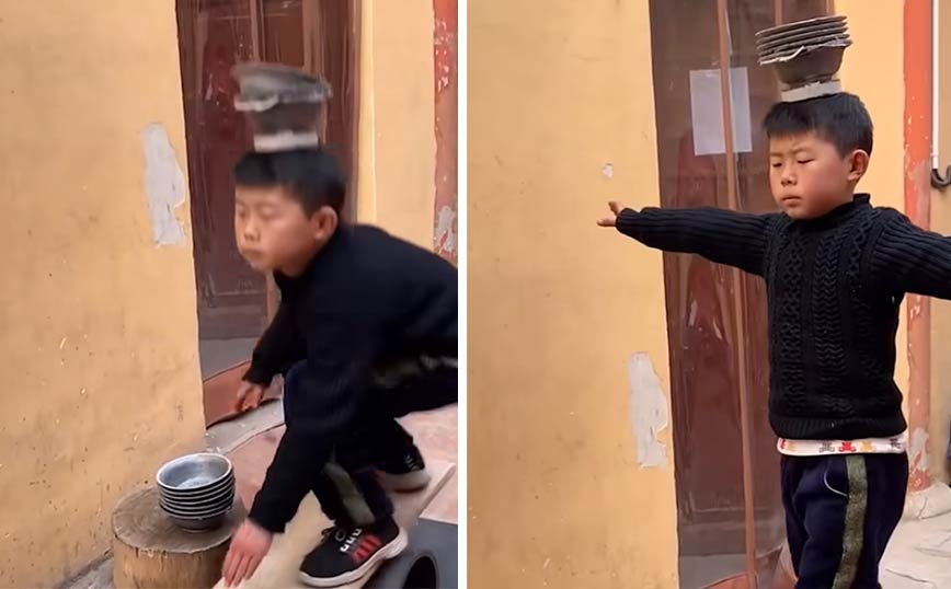 Πιτσιρικάς δείχνει τον απίθανο ταλέντο του στην ισορροπία