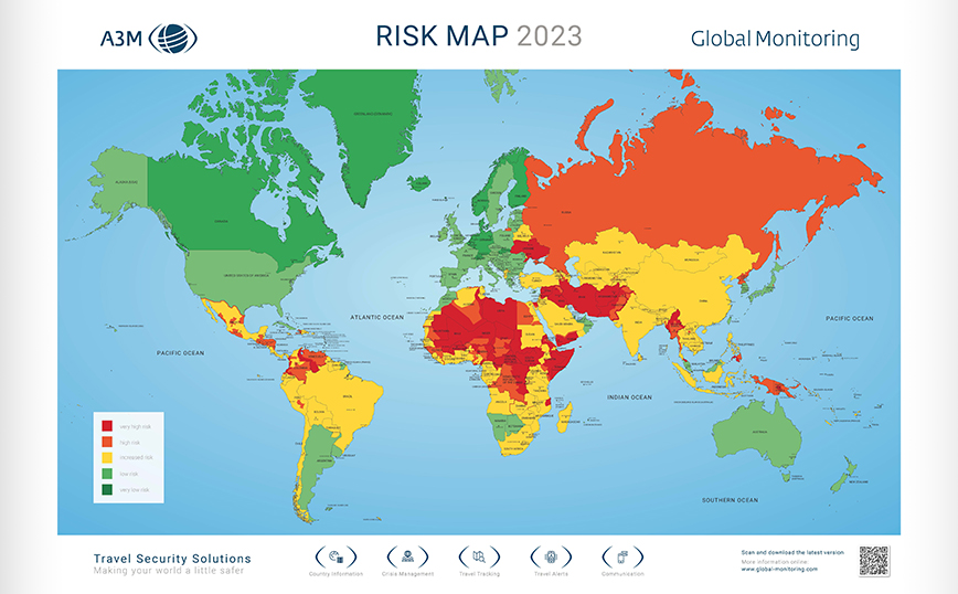 Χάρτης με τις πιο ασφαλείς και πιο επικίνδυνες χώρες για ταξίδι το 2023 &#8211; Πού βρίσκεται η Ελλάδα