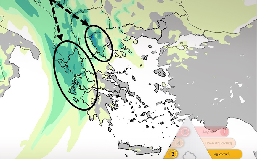 Καιρός: Ο χάρτης με τις περιοχές που πλήττει σήμερα η κακοκαιρία