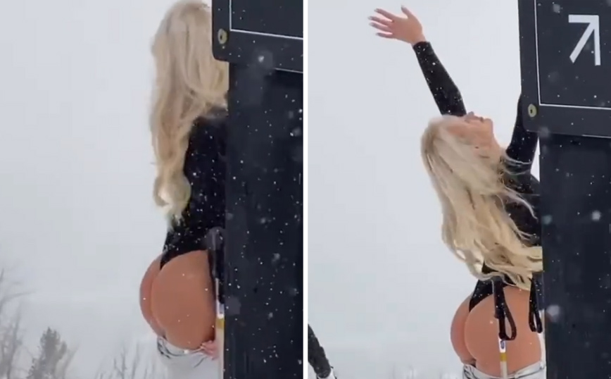 Η τολμηρή εμφάνιση ξανθιάς καλλονής σε ski resort όπου συχνάζουν οικογένειες προκάλεσε αντιδράσεις